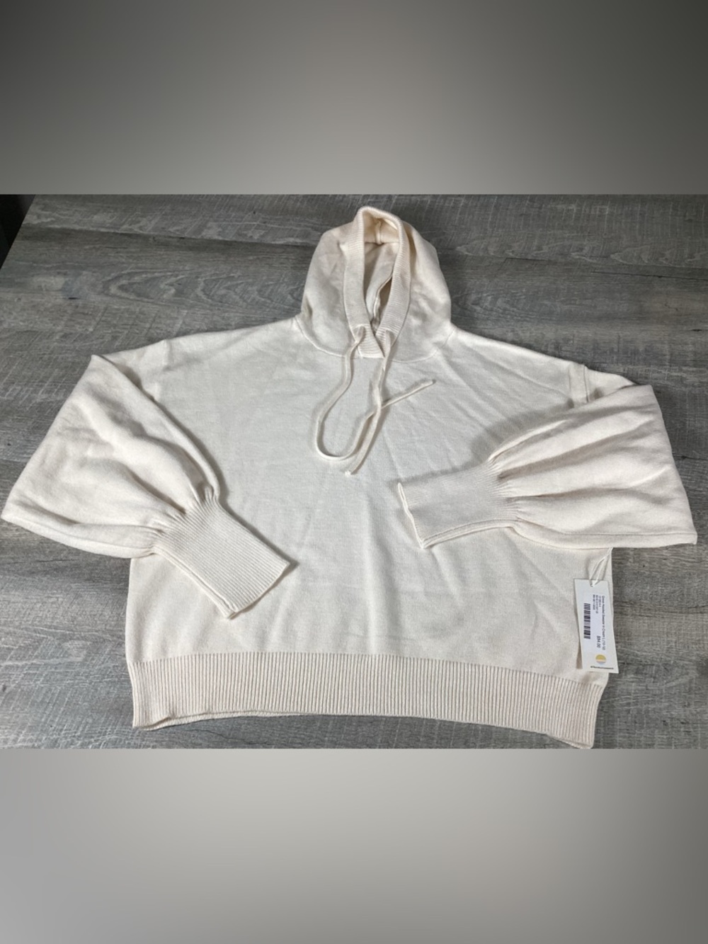 78 & Sunny Hooded Sweater L Cream Knit Pullover Soft Cozy NWT